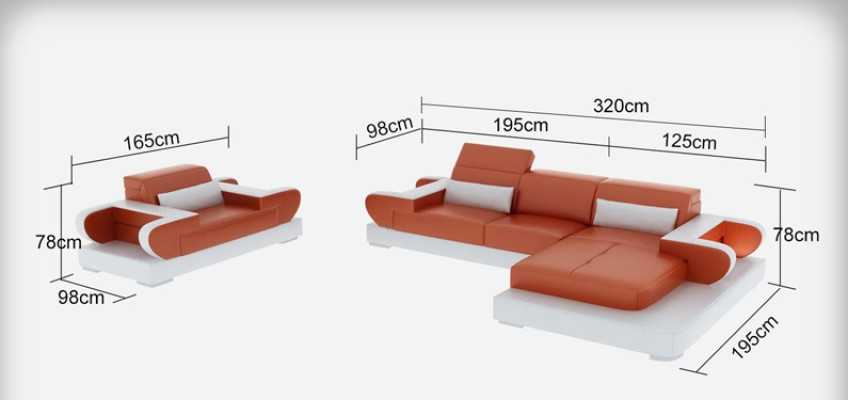 Design XXL Divano ad angolo in pelle Sofa Poltrona Imbottito Paesaggio abitativo G8002E