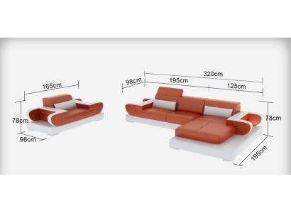 Design XXL Divano ad angolo in pelle Sofa Poltrona Imbottito Paesaggio abitativo G8002E