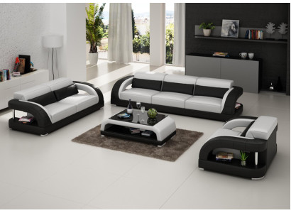 Divano in pelle Divano Set di divani 3+2+1 posti Set design moderno di divani nuovo USB
