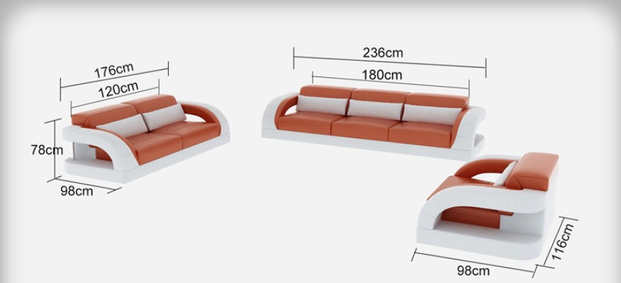 Divano in pelle Divano Set di divani 3+2+1 posti Set design moderno di divani nuovo USB