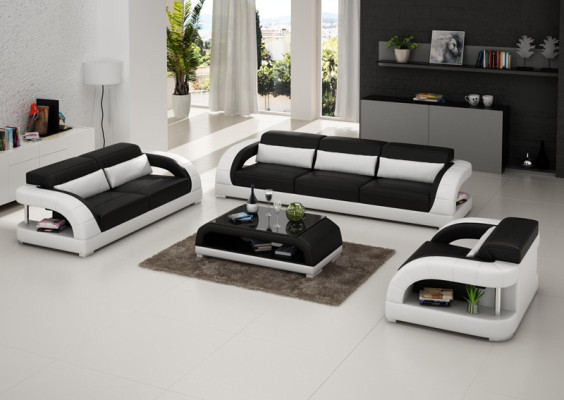 Divano in pelle Divano Set di divani 3+2+1 posti Set design moderno di divani nuovo USB