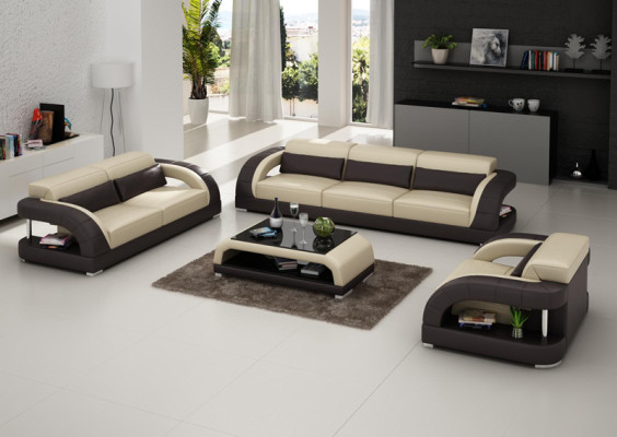 Divano in pelle Divano Set di divani 3+2+1 posti Set design moderno di divani nuovo USB