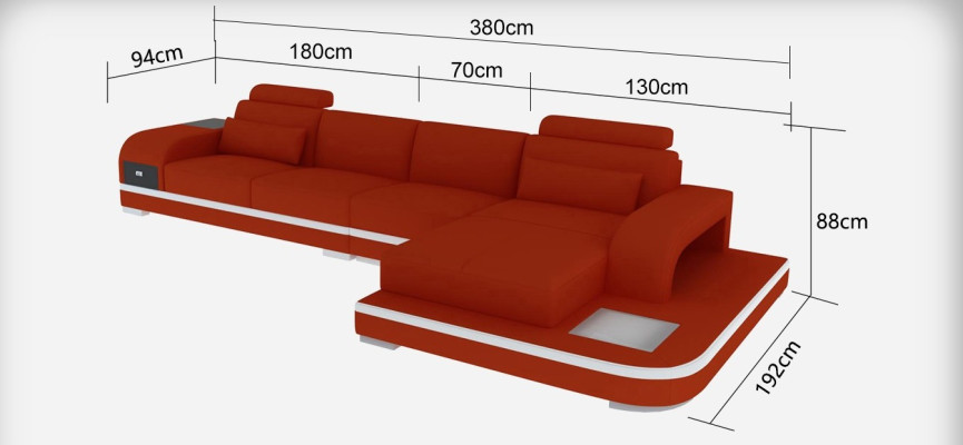 Design elegante e moderno - Divano d'angolo in pelle a forma di L per ambienti domestici senza tempo.