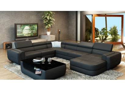 Designersofa seduta imbottita angolo divano in pelle divano con USB cuscino nuovo