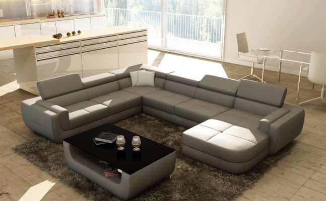 Designersofa seduta imbottita angolo divano in pelle divano con USB cuscino nuovo
