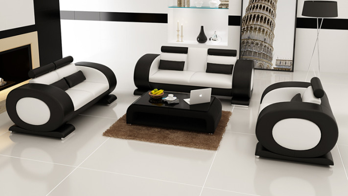 Divano in pelle Divano Angolare 3+2+1 Posti Design Moderno