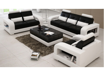 Divano in pelle Divano Set di divani 3+2+1 posti Set di divani Design Moderno Sofa