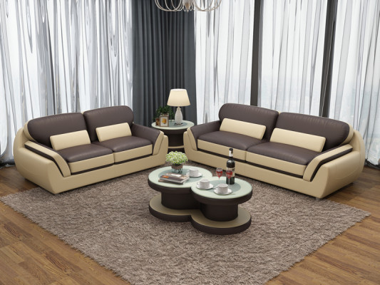 Divano in pelle Divano Set di divani Nuovo Set da 3 + 2 posti Design moderno Sofa