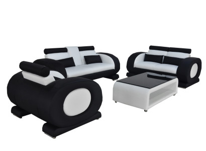 Divano divano in pelle, 3+2+1 set completo, design moderno.