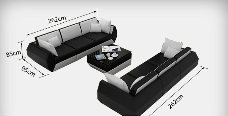 Divano in pelle Divano Set da soggiorno 3+3 posti Design Moderno Set di divani USB Nuovo
