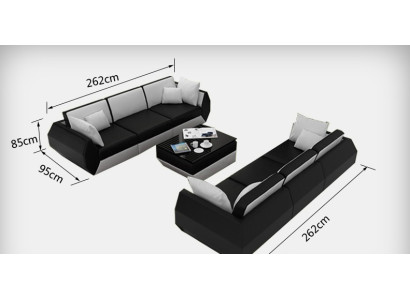 Divano in pelle Divano Set da soggiorno 3+3 posti Design Moderno Set di divani USB Nuovo
