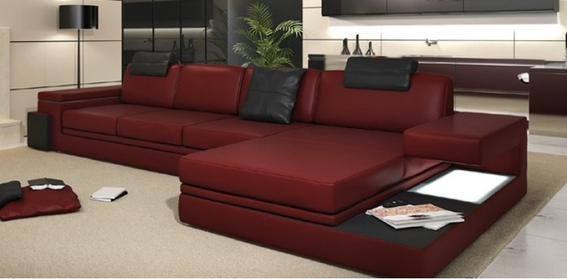Design moderno del soggiorno Divano in tessuto Tessuto Divano Set per il living con luci a LED + USB