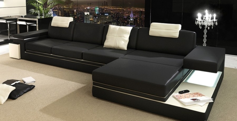Design moderno del soggiorno Divano in tessuto Tessuto Divano Set per il living con luci a LED + USB