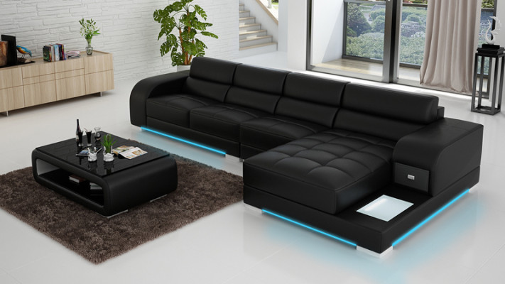 Design elegante Il divano a forma di L nero per raffinatezza e comfort