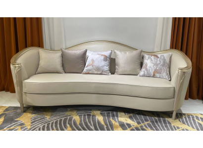 Sofà di lusso Mobili del salotto Divani a 3 posti Divano in legno massello Stile italiano Nuovo