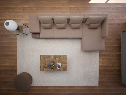 Set soggiorno 3 pezzi angolare divano sofà a L tavolino in legno