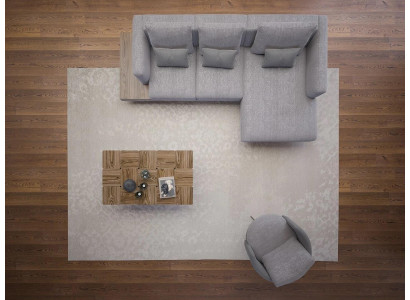 Set divano soggiorno 3 pezzi in tessuto sofa angolare poltrona legno tavolino