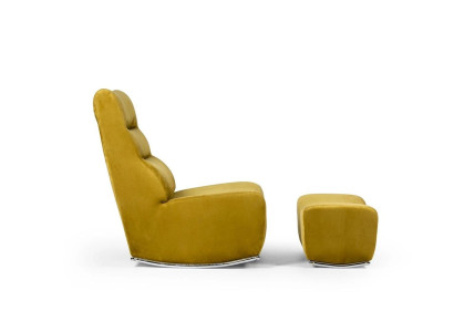 Giallo lusso completo poltrona con poggiapiedi, arredamento soggiorno tessuto design.