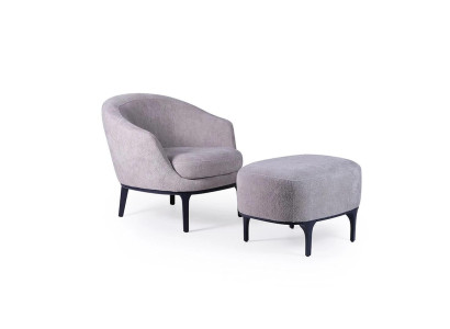 Set soggiorno 2 pezzi poltrona con pouf designer moderno mobili imbottiti