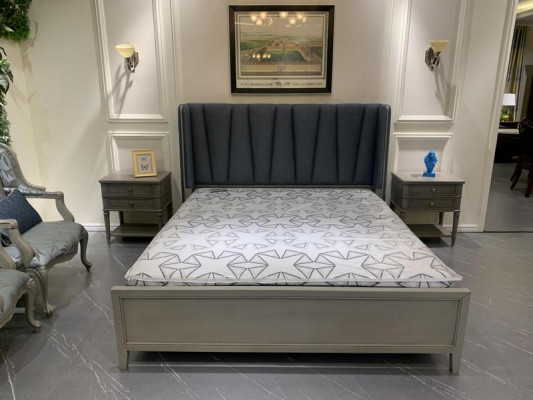 Design camera da letto 3 pezzi. Letto 2 comodini Set letti in legno comodino grigio