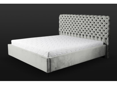 Letto Chesterfield grigio Design classico di mobili da camera Elegante tessuto
