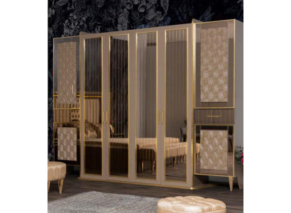 Mobili da camera da letto letto matrimoniale con comodini cabina armadio pouf in design premium squisito