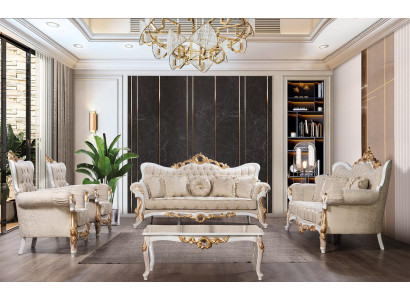 Divano 3311 Set di sedili Design Divano Imbottito Divani Classici Tavolino.