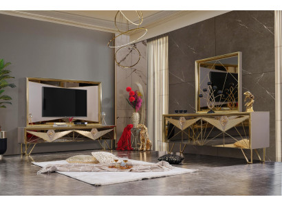Set di sedute Armadio Armadio Comò TV-Comò in design esclusivo con elementi dorati.
