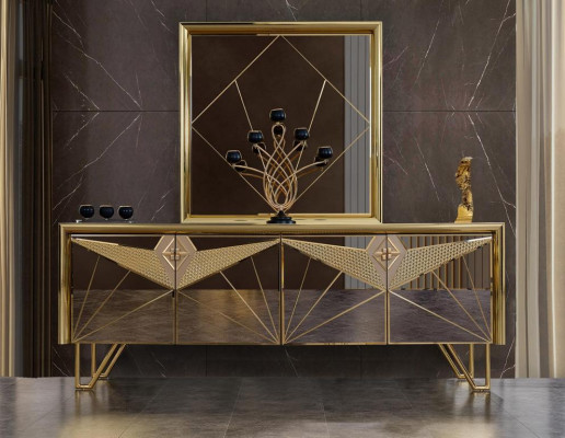 Set di sedute Armadio Armadio Comò TV-Comò in design esclusivo con elementi dorati.