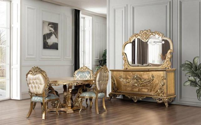 Tavolo da pranzo barocco dorato Tavolo rotondo Tavoli rotondi in legno 173cm