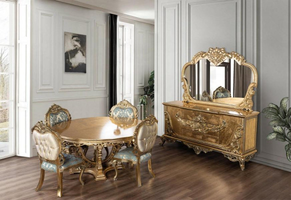 Set di comò con specchio, gruppo di comò in legno, mobile barocco.