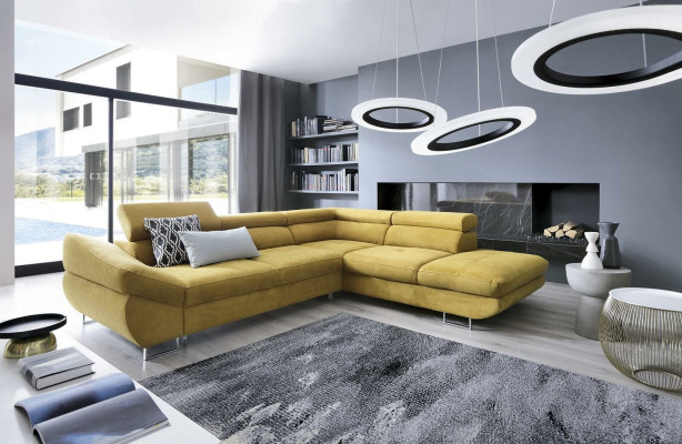 Angolo del divano Set a L divano imbottitura morbida arredamento tessile giallo nuovo