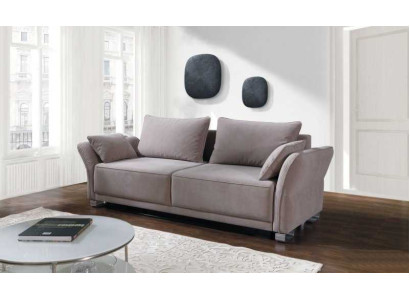 Divano a 3 posti in tessuto imbottito con funzione letto, nuovo.