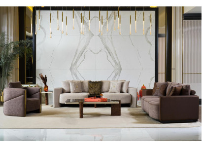 Divano moderno 3+2+1 posti in stile moderno con poltrona relax 3 pz in tessuto textile.