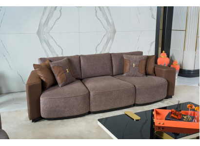 Divano moderno 3+2+1 posti in stile moderno con poltrona relax 3 pz in tessuto textile.