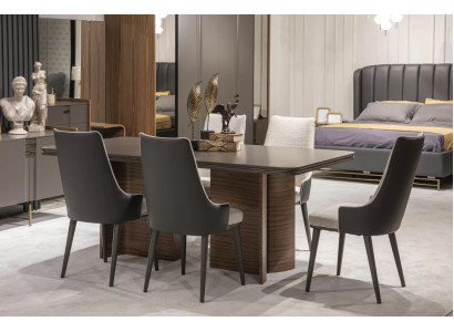 Set da sala da pranzo di lusso Tavolo da pranzo 6x sedie Madia Gruppi da pranzo Set da pranzo 8 pezzi