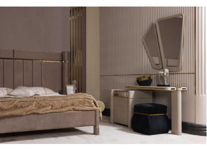 Set da camera da letto Letto 2 comodini Armadio Tavolo da toeletta con specchio 5 pezzi Nuovo