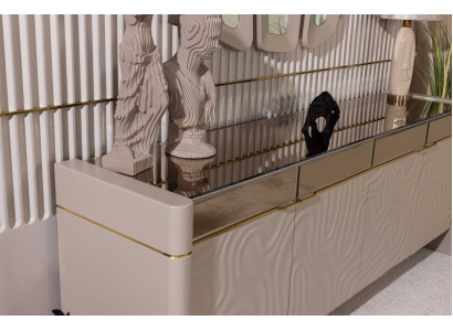 Sideboard credenza di lusso con cassettiera in legno moderna da 225 cm.