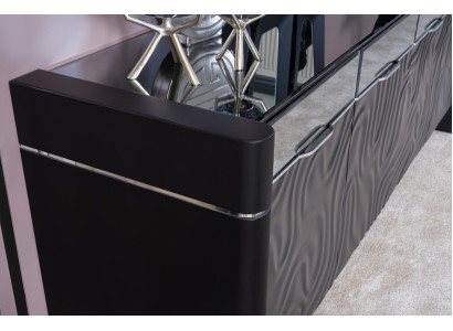 Sideboard 3x specchio sideboard set di lusso in legno commode moderne