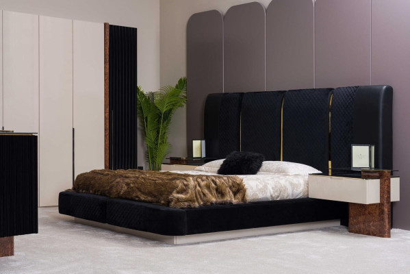 Set camera da letto, letto, 2 comodini, armadio, cassettiera, mobili di design