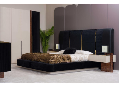 Set camera da letto, letto, 2 comodini, armadio, cassettiera, mobili di design