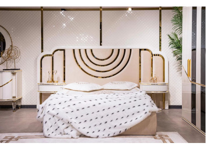 Set da camera da letto moderno letto 2 comodini armadio design mobili 4 pezzi