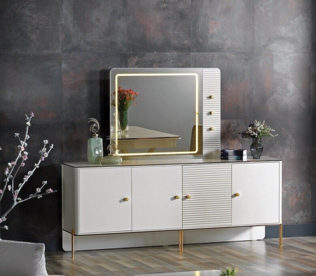 Mobile credenza lusso tavolo apparecchiata cassettiera legno cassettiere moderni