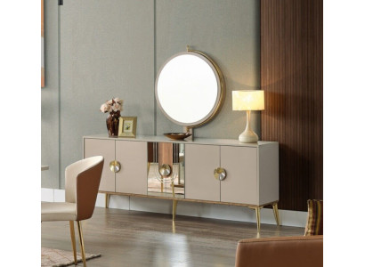 Mobile credenza marrone lucido in legno di lusso cassettiera.