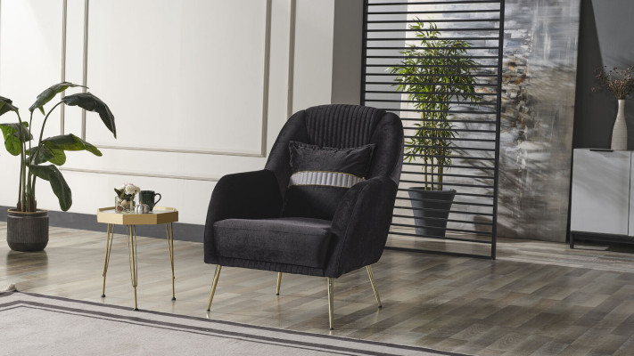 Elegante poltrona divano set di divani neri Relax 2 pezzi mobili da soggiorno.