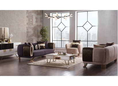 Prestigioso set da soggiorno 3+3+1 con due divani e poltrona nuovo