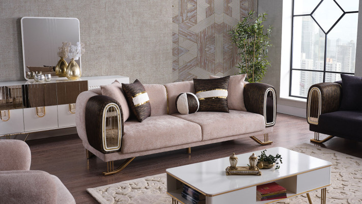 Prestigioso set da soggiorno 3+3+1 con due divani e poltrona nuovo