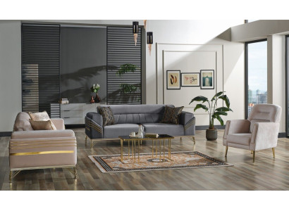 Set di divani esclusivo 3+3+1 3 pezzi 2 divani poltrona Relax Set di lusso  Set di divani esclusivo 3+3+1 3 pezzi 2 divani poltrona Relax Set di lusso