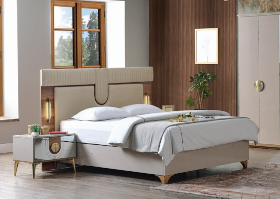 Set da camera da letto di lusso Letto completo 2 comodini Armadio 4 pezzi Nuovo