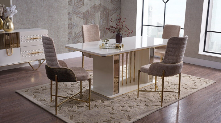 Design sala da pranzo Completo Tavolo da pranzo + 6x sedie+ credenza Mobili Tavolo in legno Nuovo